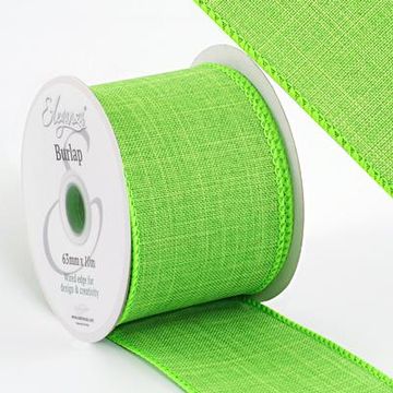 Eleganza Wired Edge Burlap 63mm x 10m Citrus Green No.14 - Ribbons